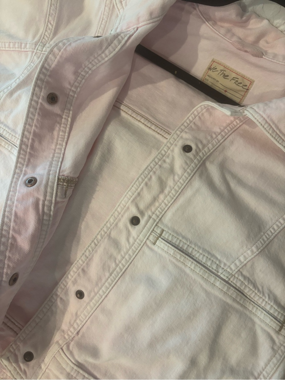 Free People Pale Pink Cropped Denim Jacket - Picture 7 of 9